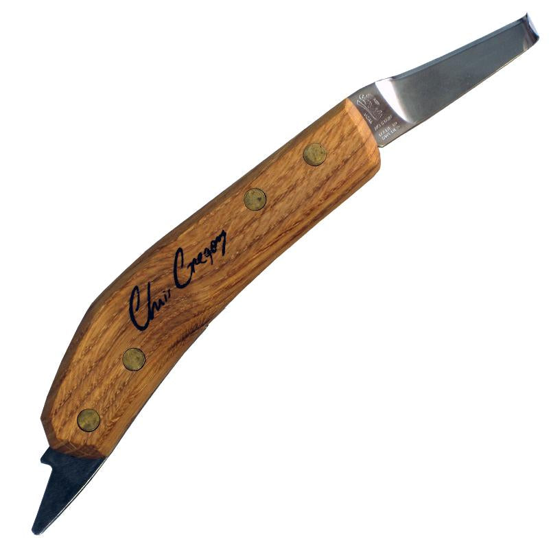 Chris Gregory Short Right Hand Hoof Knife w/ Rooster Tail - Anvil Brand